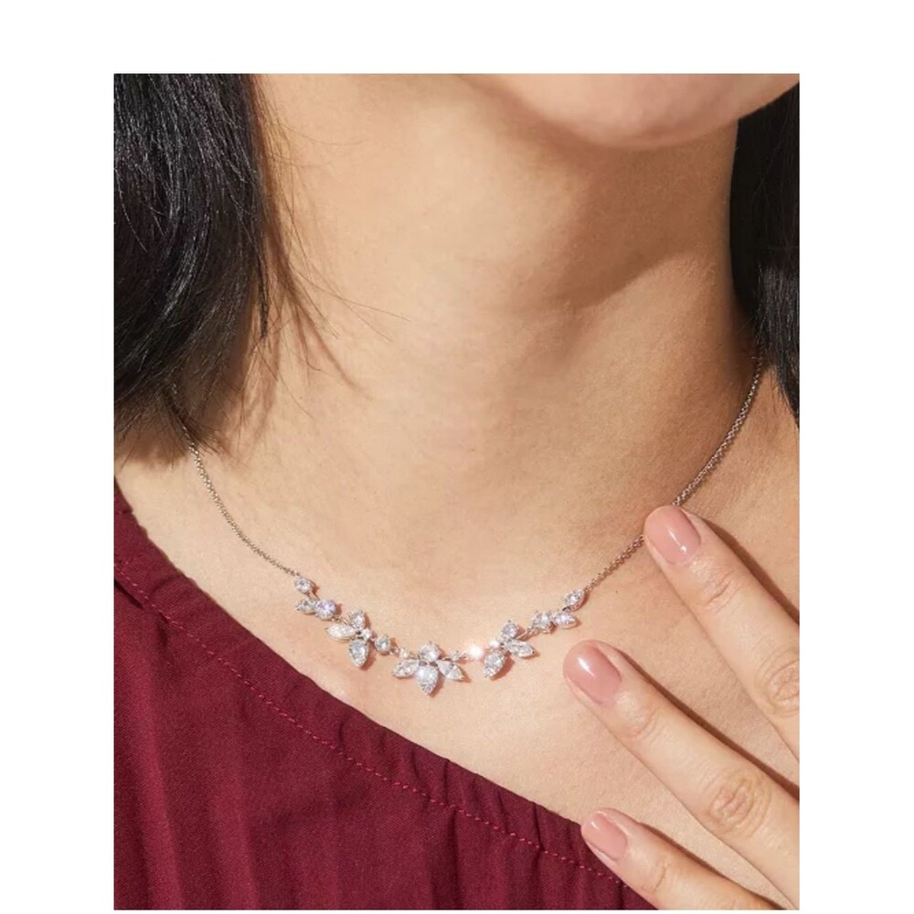 Eliot Danori Silver-Tone Cubic Zirconia Frontal Necklace, 16" + 2" extender
And